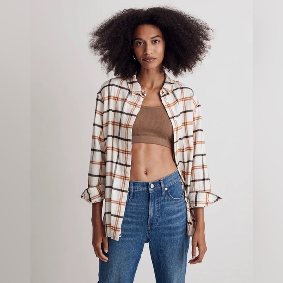 Madewell Tops - Madewell Flannel Oversized Boyfriend Shirt in Plaid